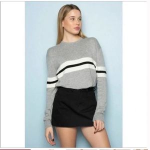 BRANDY MELVILLE Bernadette Sweater Grey white stripped wool cotton blend